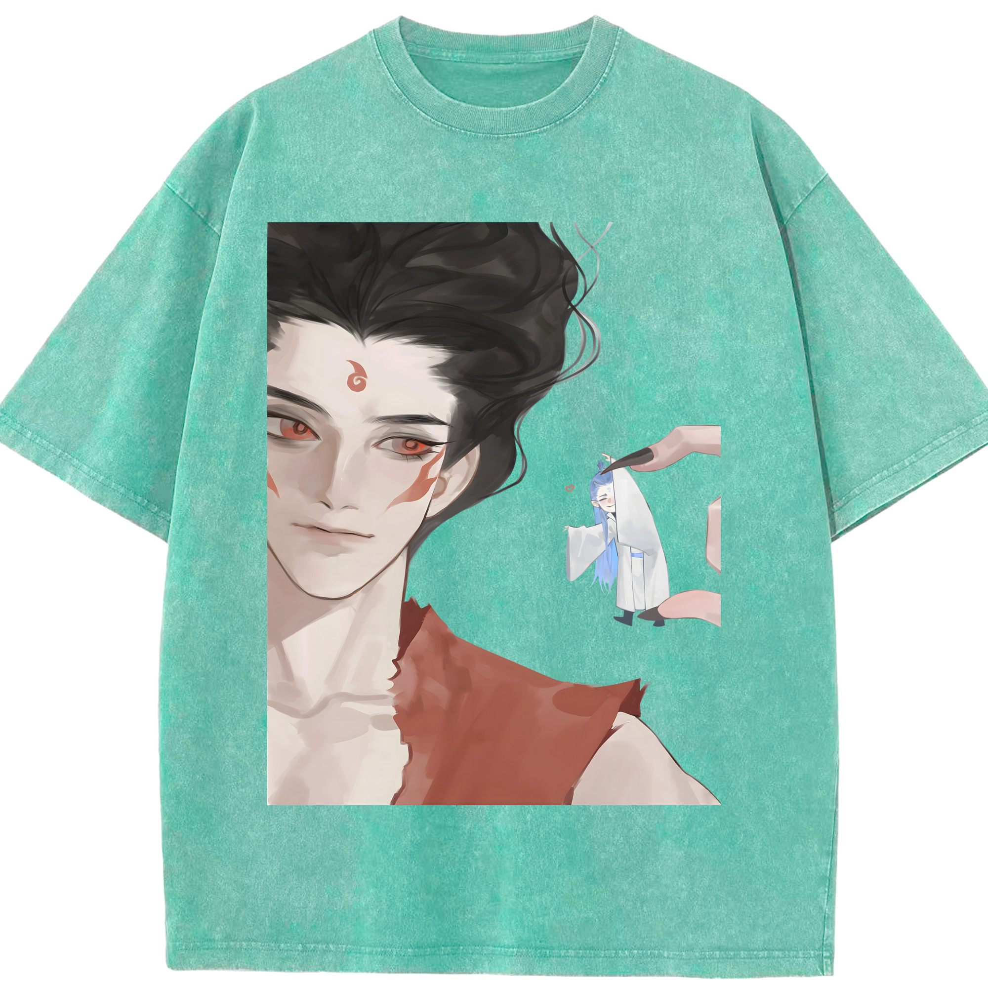 （画像用） Ne Zha 2 ナタ 魔童の大暴れ 綿100% ヴィンテージ風 半袖Tシャツ（フロントプリント）